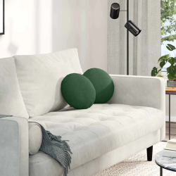 vidaXL Sēdvietas spilventiņi 2 pcs Tumši zaļš DIA 30 cm Korduroja audums