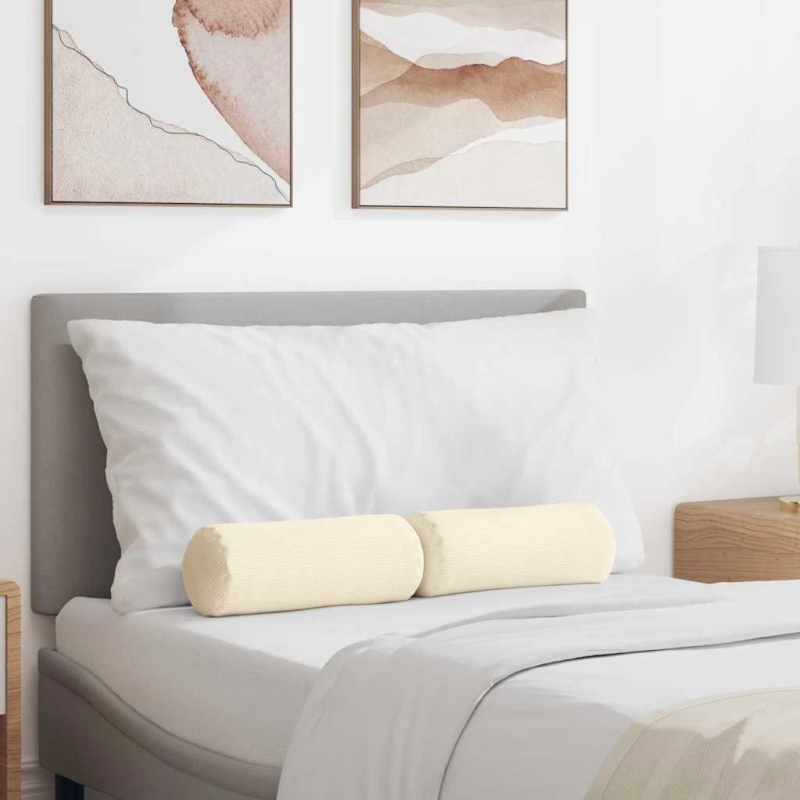 vidaXL Spilveni 2 pcs Krēmkrāsa DIA 15 x 40 cm Korduroja audums