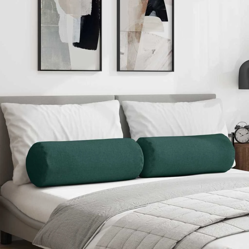 vidaXL Spilveni 2 pcs Tumši zaļš DIA 25 x 70 cm audums