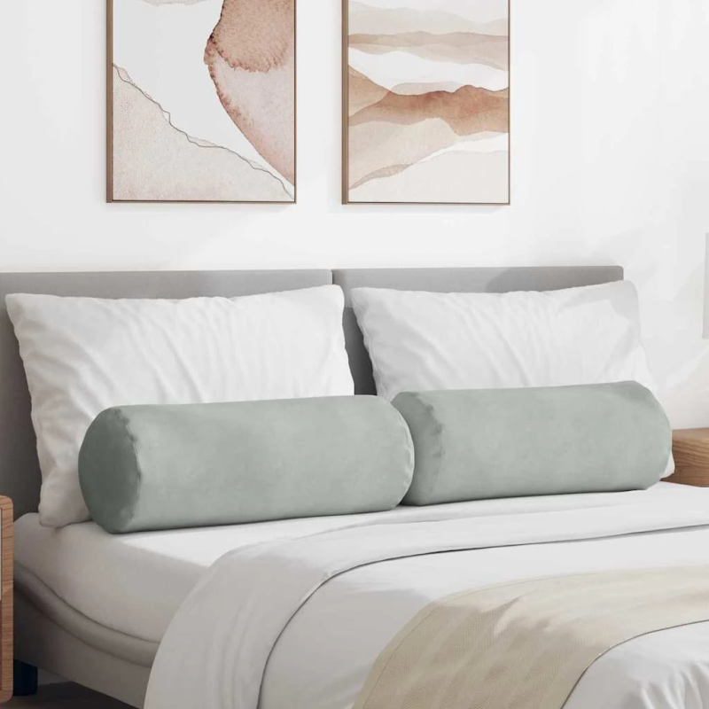 vidaXL Spilveni 2 pcs Gaiši pelēks DIA 25 x 70 cm Korduroja audums