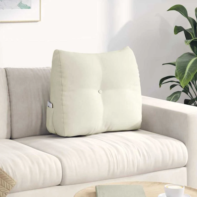 vidaXL Atpakaļ spilvens Krēmkrāsa 60 x 24 x 50 cm Samts