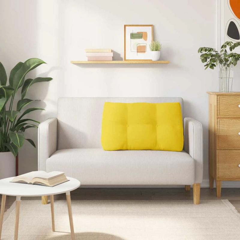 vidaXL Atpakaļ spilvens Gaiši dzeltena 80 x 24 x 50 cm audums