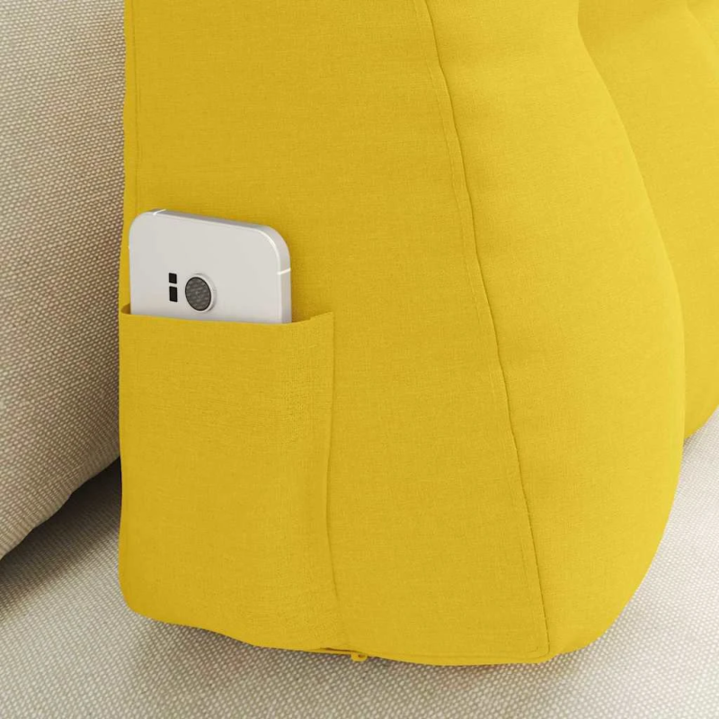 vidaXL Atpakaļ spilvens Gaiši dzeltena 80 x 24 x 50 cm audums