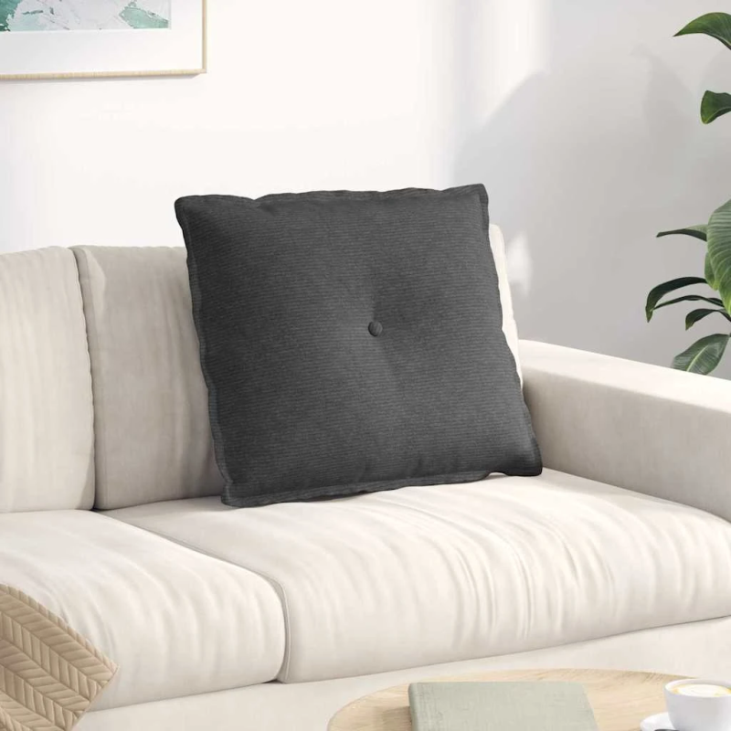 vidaXL Atpakaļ spilvens Tumši pelēks 60 x 50 cm Korduroja audums