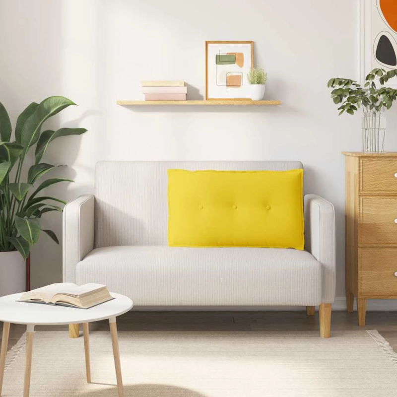 vidaXL Atpakaļ spilvens Gaiši dzeltena 80 x 19 x 50 cm audums