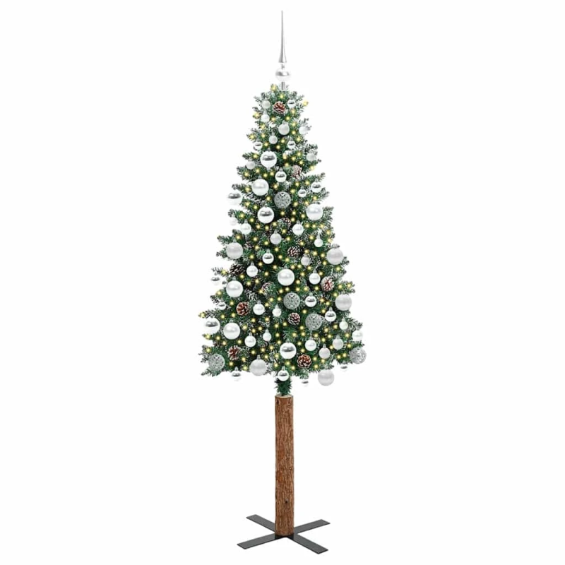 vidaXL Tievā Ziemassvētku Egle Zaļa 180 cm PVC un cietā priedes koks