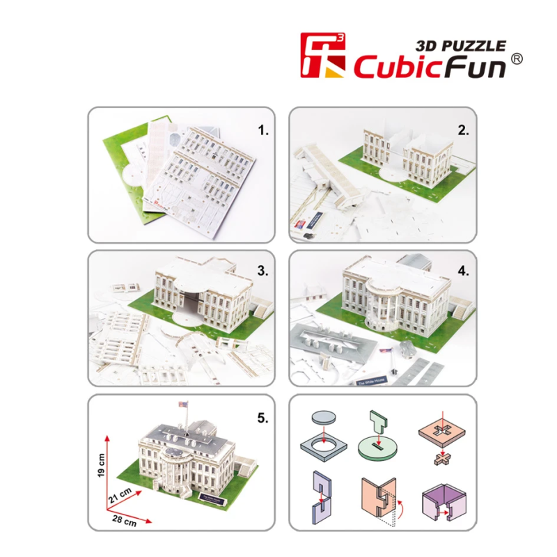 CUBICFUN 3D puzle Baltais Nams, ASV