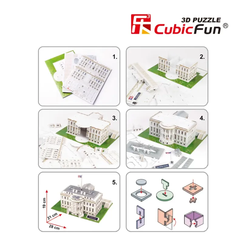 CUBICFUN 3D puzle Baltais Nams, ASV
