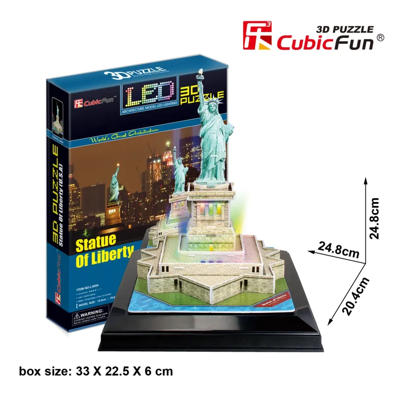 CUBICFUN 3D dėlionė „Laisvės statula“ ,LED,