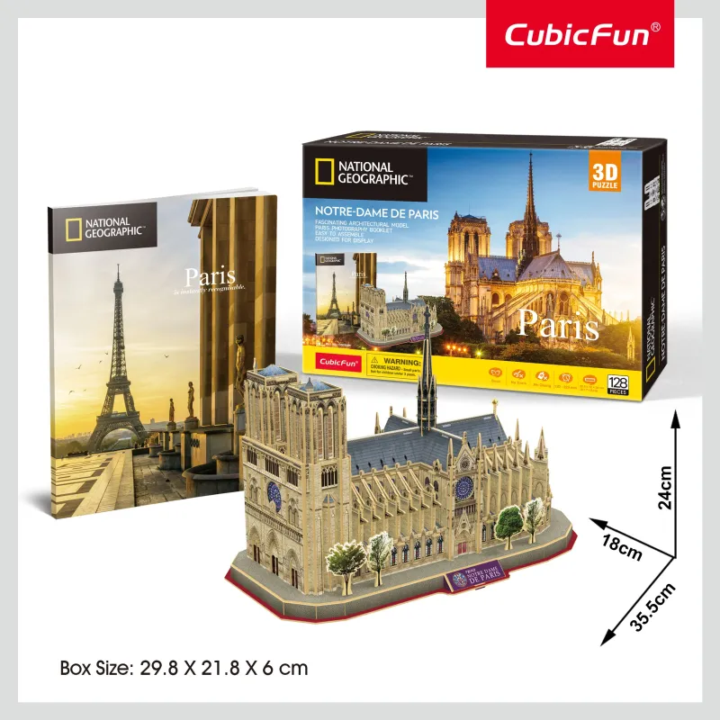 CUBICFUN 3D dėlionė iš serijos „National Geographic“ - „Noterdamo katedra“