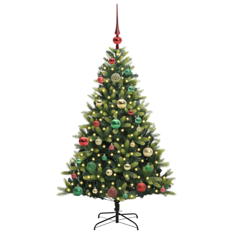 vidaXL Mākslīgā izliektā Ziemassvētku egle ar 150 LED gaismām 120 cm