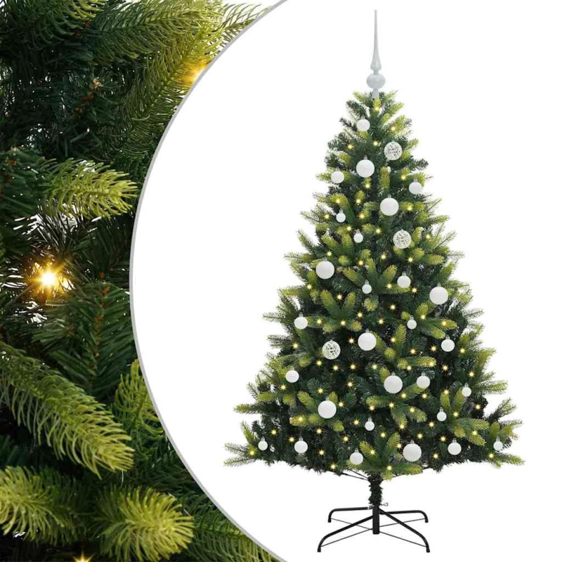 vidaXL Mākslīgā izliektā Ziemassvētku egle ar 150 LED gaismām 150 cm