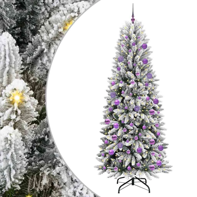 vidaXL Mākslīgā Ziemassvētku eglīte su 300 LED ar statīvu Balts 210 cm