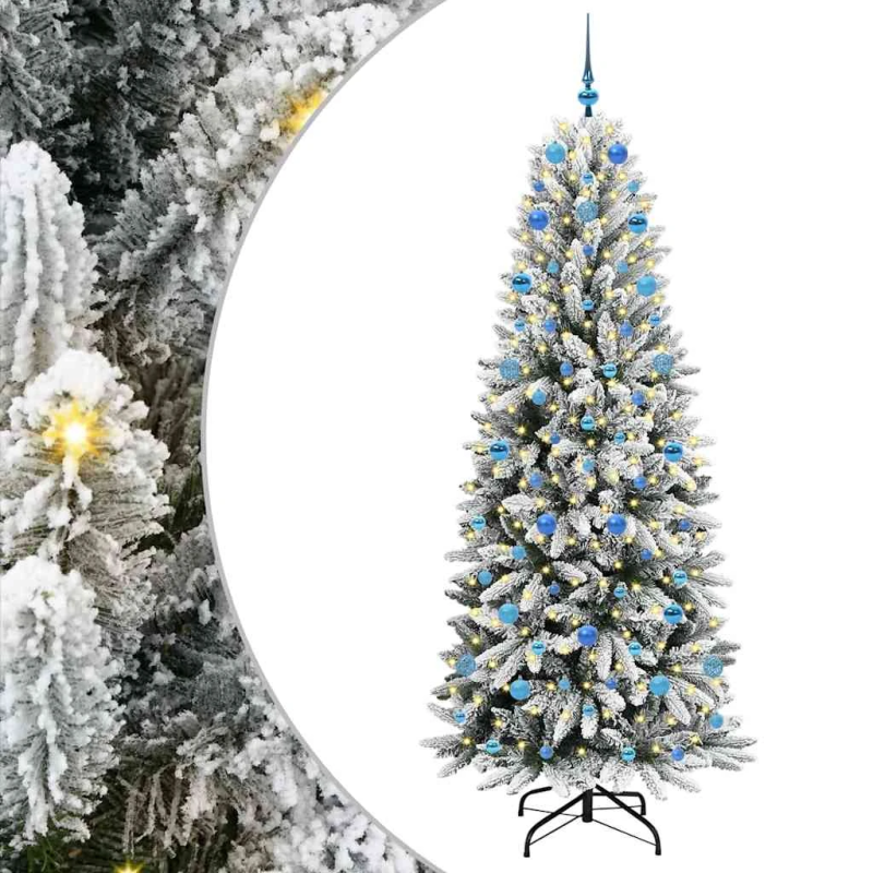 vidaXL Mākslīgā Ziemassvētku eglīte su 300 LED ar statīvu Balts 210 cm