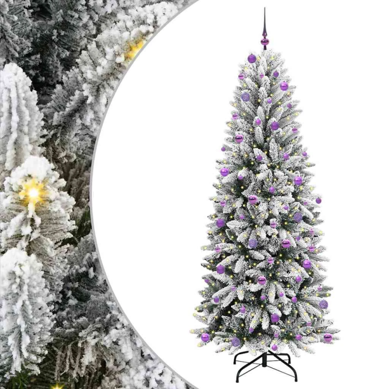 vidaXL Mākslīgā Ziemassvētku eglīte su 300 LED ar statīvu Balts 240 cm