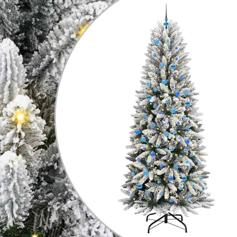 vidaXL Mākslīgā Ziemassvētku eglīte su 300 LED ar statīvu Balts 240 cm