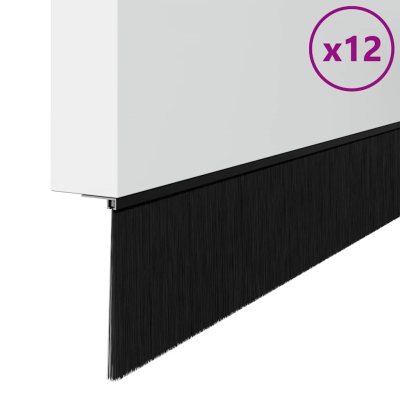 vidaXL Skrūvējami durvju birstes blīvējumi 12 pcs Melna 100 cm