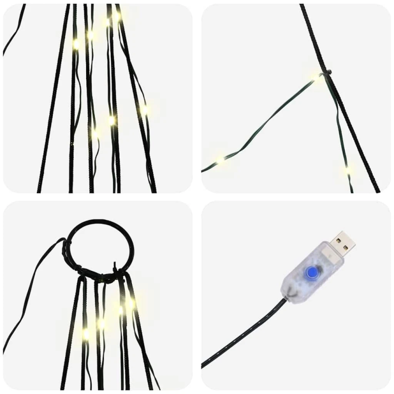 vidaXL LED Ziemassvētku koks ar zemes mietiem Silti balts 182 cm