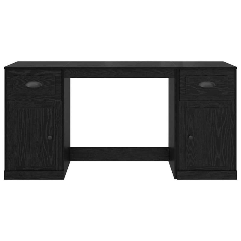 vidaXL Galda ar skapīti ar atvilktni Melns ozolkoks 154,5 x 50 x 75 cm