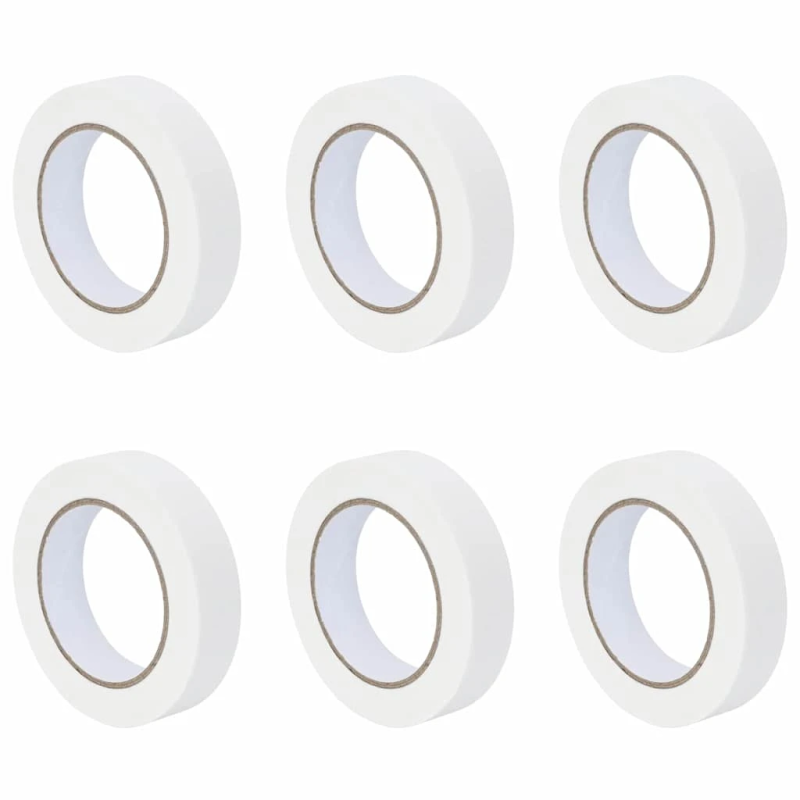 vidaXL Gleznotāja maskēšanas lentes 6 pcs Balts 25mm x 50m Papīrs
