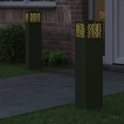 vidaXL Saules LED ceļa gaisma 2 pcs Olīvu zaļš Auksti velmēts tērauds