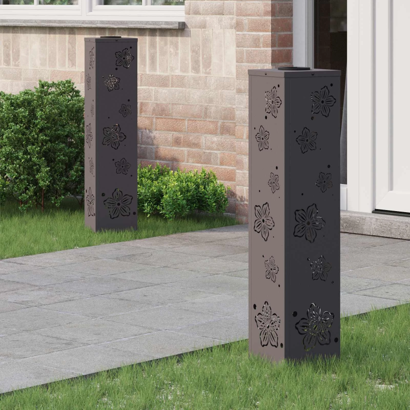 vidaXL Saules LED ceļa gaisma 2 pcs Melna Auksti velmēts tērauds