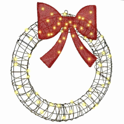 vidaXL Vainags su 60 LED Silti balta 75 cm Rotangpalma