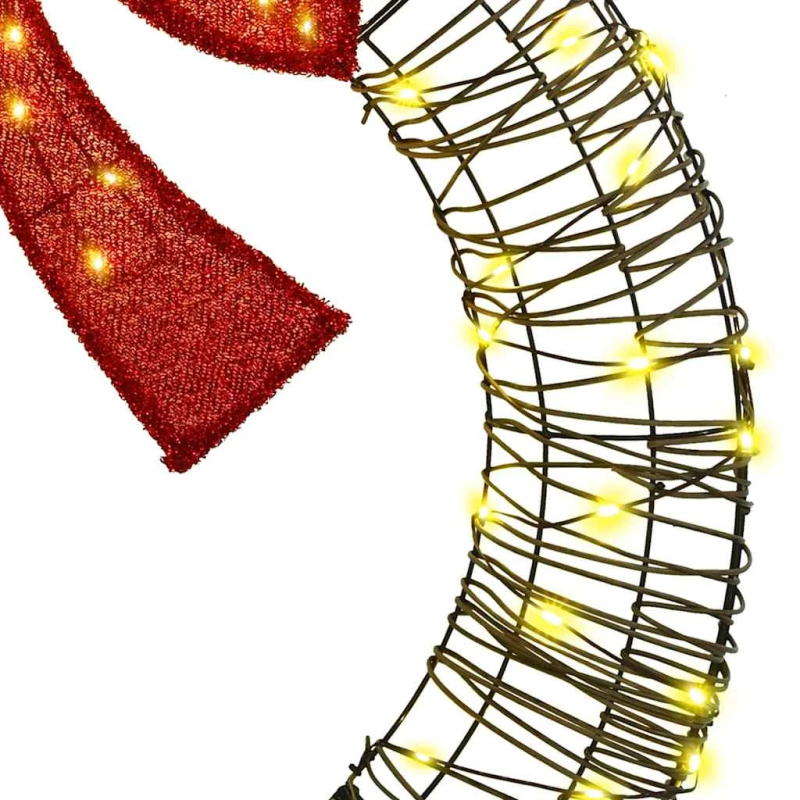 vidaXL Vainags su 80 LED Silti balta 90 cm Rotangpalma