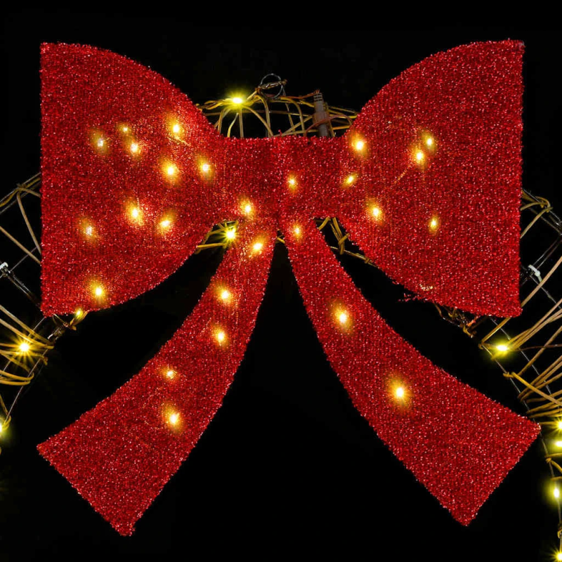 vidaXL Vainags su 80 LED Silti balta 90 cm Rotangpalma