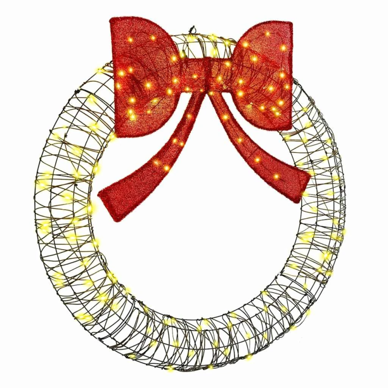 vidaXL Vainags su 150 LED Silti balta 120 cm Rotangpalma