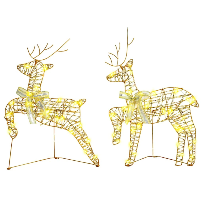 vidaXL LED brieži su 40 LED 2 pcs Silti balts PET