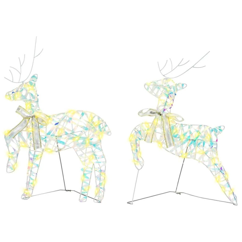 vidaXL LED brieži su 40 LED 2 pcs Silti balts PET