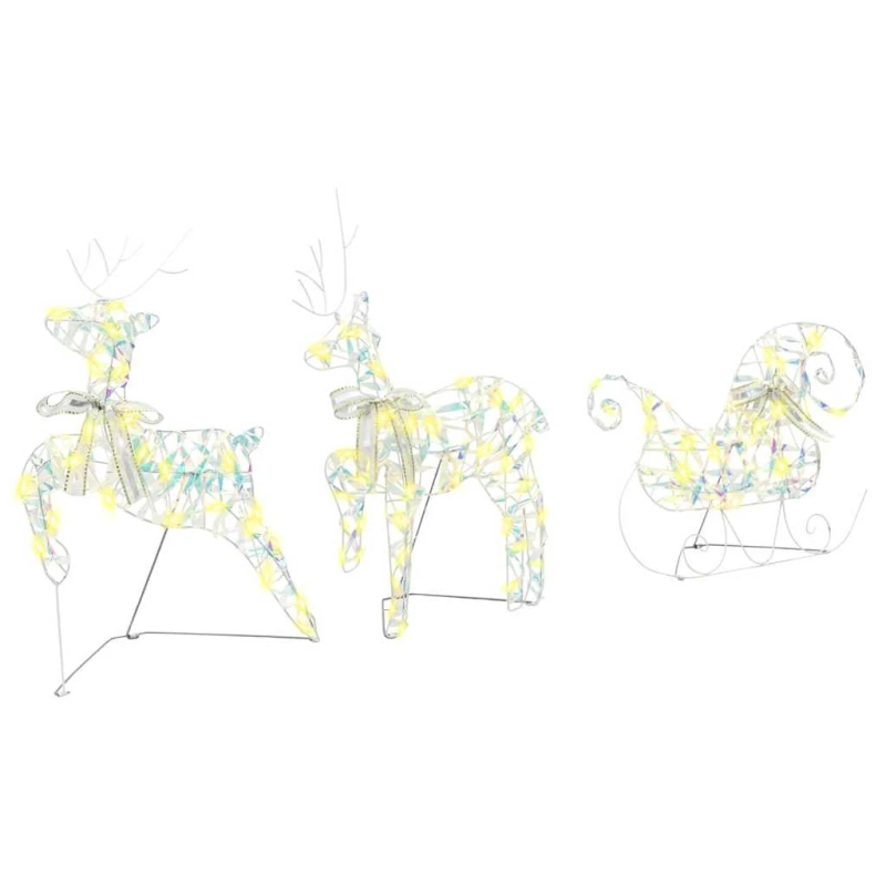 vidaXL LED brieži su 60 LED 3 pcs Silti balts PET