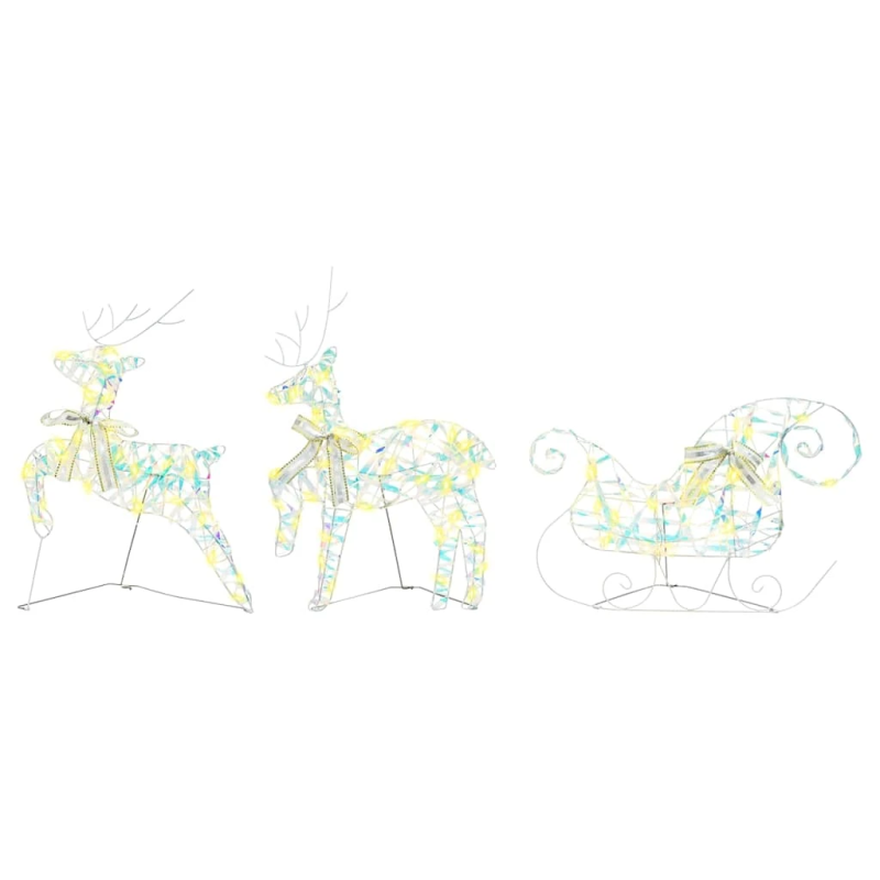 vidaXL LED brieži su 60 LED 3 pcs Silti balts PET