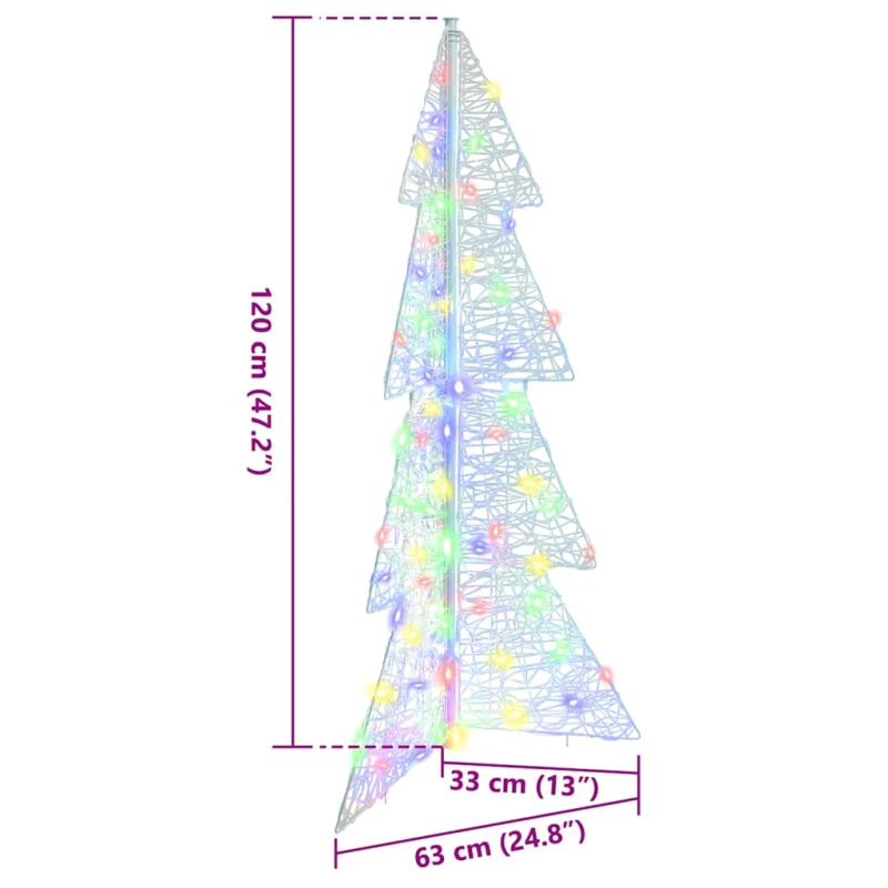 vidaXL Ziemassvētku eglīte su 100 LED Daudzkrāsains 120 cm Akrils