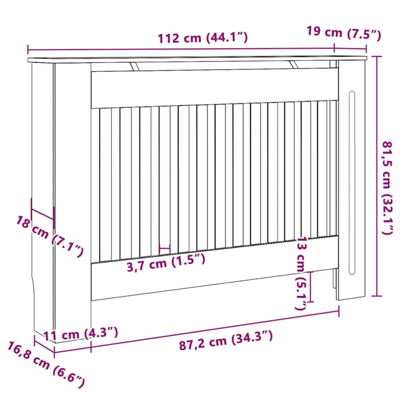 vidaXL Radiatora Vāks 2 pcs Melna 112 x 19 x 81,5cm Inženierijas koks