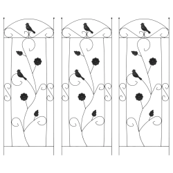vidaXL Dārza žogs 3 pcs Melna 112 x 40 cm Tērauds