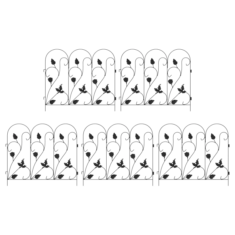 vidaXL Dārza žogs Režģa raksts Melna 307 x 54,5 x 0,3 cm