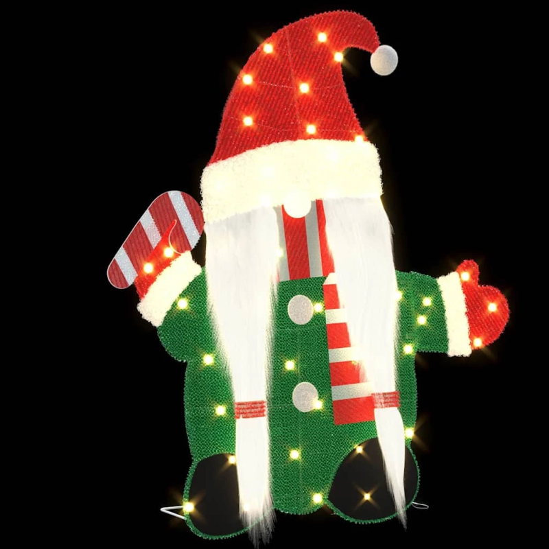 vidaXL Apgaismotais gnome Silti balts 71 x 64 cm Mirdzoša auduma