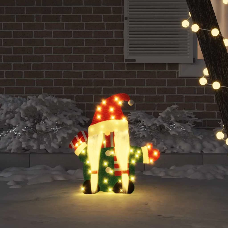 vidaXL Apgaismotais gnome Silti balts 71 x 64 cm Mirdzoša auduma