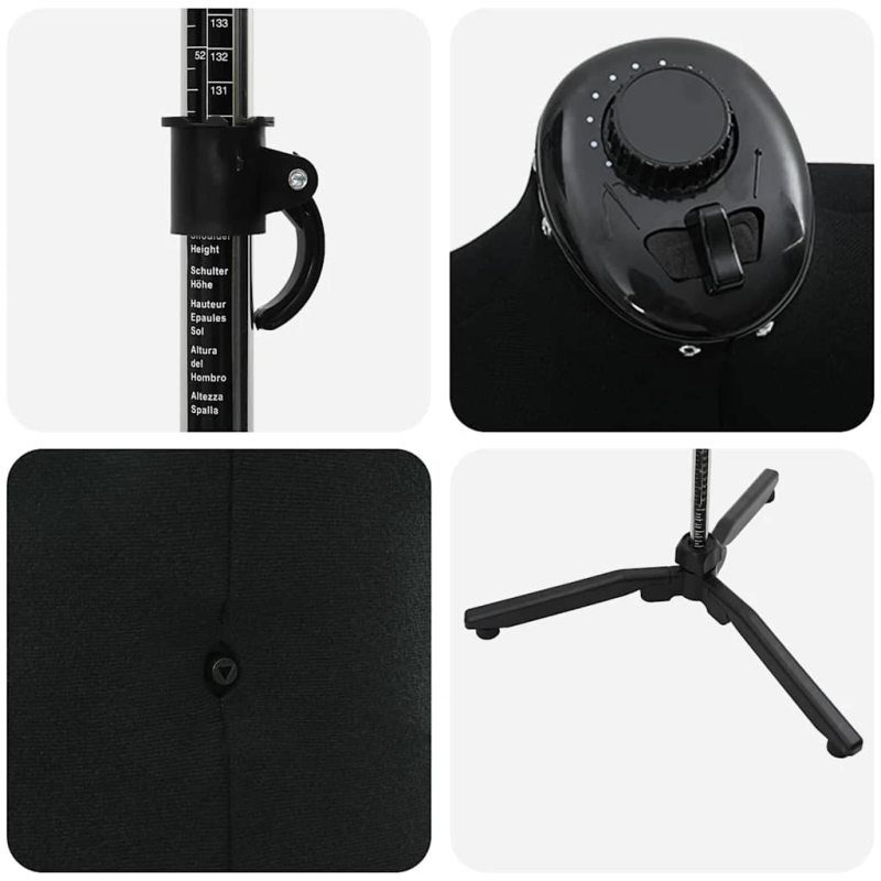 vidaXL Regulējama kleitu forma sievietēm Melna 37.5-45.5 collas audums