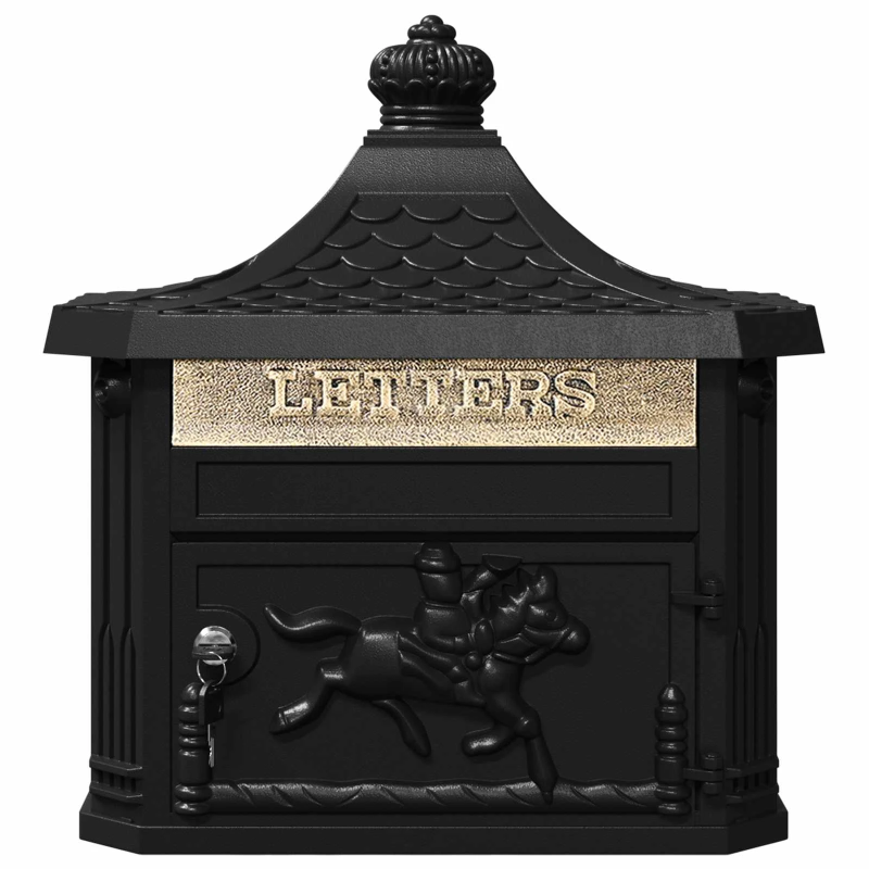 vidaXL Sienas pastkastīte Melna 40,5 x 16 x 45 cm Kalts alumīnijs