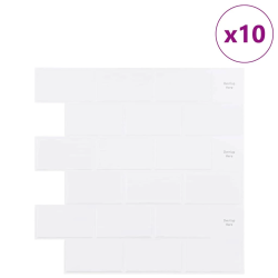 vidaXL Metro flīze 10 pcs Balts 30,5 x 30,5 cm Poliuretāns un PET