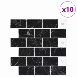 vidaXL Metro flīze 10 pcs Melnā marmora 30,5 x 30,5 cm