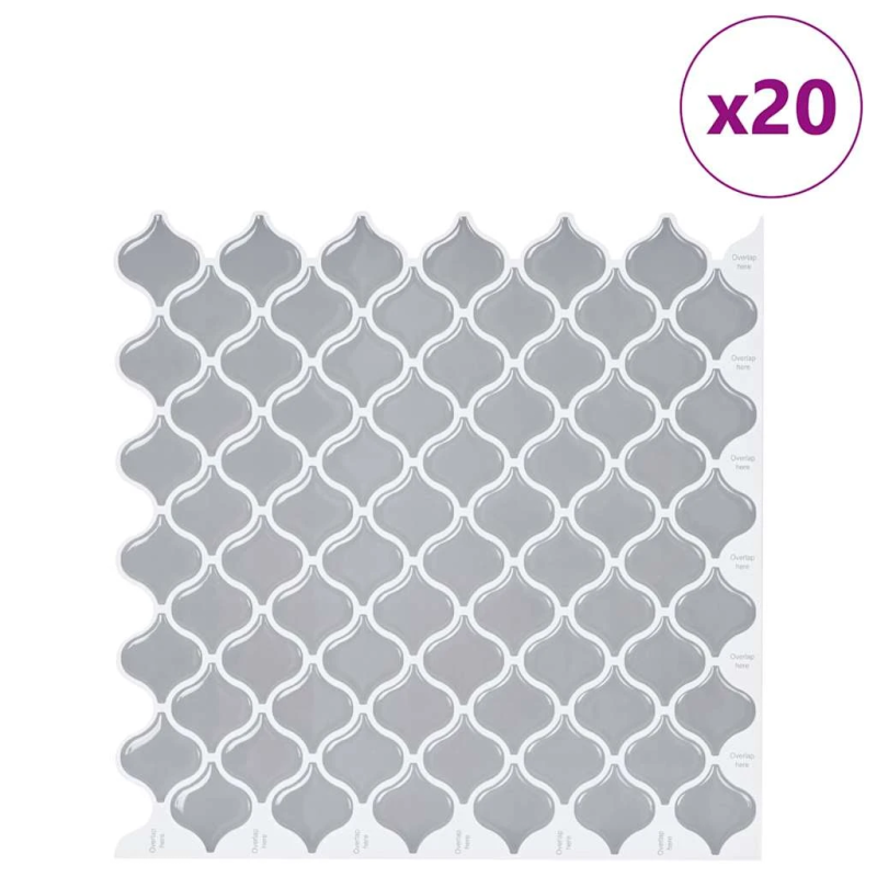 vidaXL Lanturn Flīze 20 pcs Pelēka 27 x 27 cm Poliuretāns un PET
