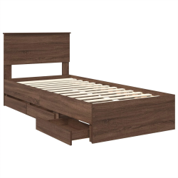 vidaXL Gultas rāmis Brūns ozols 90 x 200 cm Inženieru koks