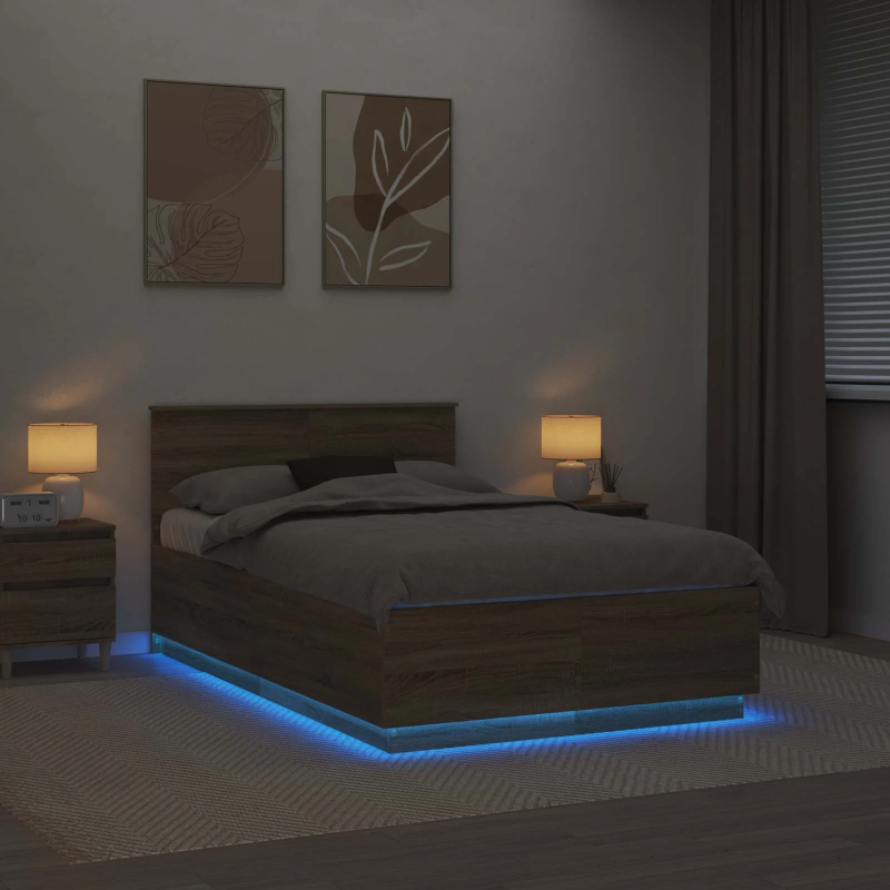 vidaXL Gultas rāmis Sonoma ozols 120 x 200 cm Inženierijas koks