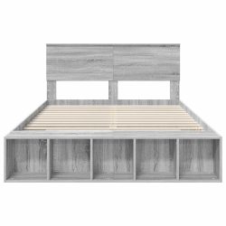 vidaXL Gultas rāmis Pelēks Sonoma 150 x 200 cm Inženierijas koks