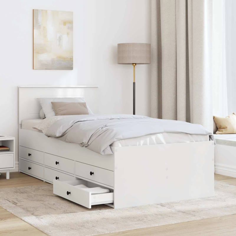 vidaXL Diena gulta Balts un melns 100 x 200 cm Inženierijas koks