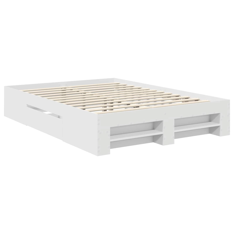 vidaXL Gultas rāmis Balts 140 x 200 cm Inženierijas koks